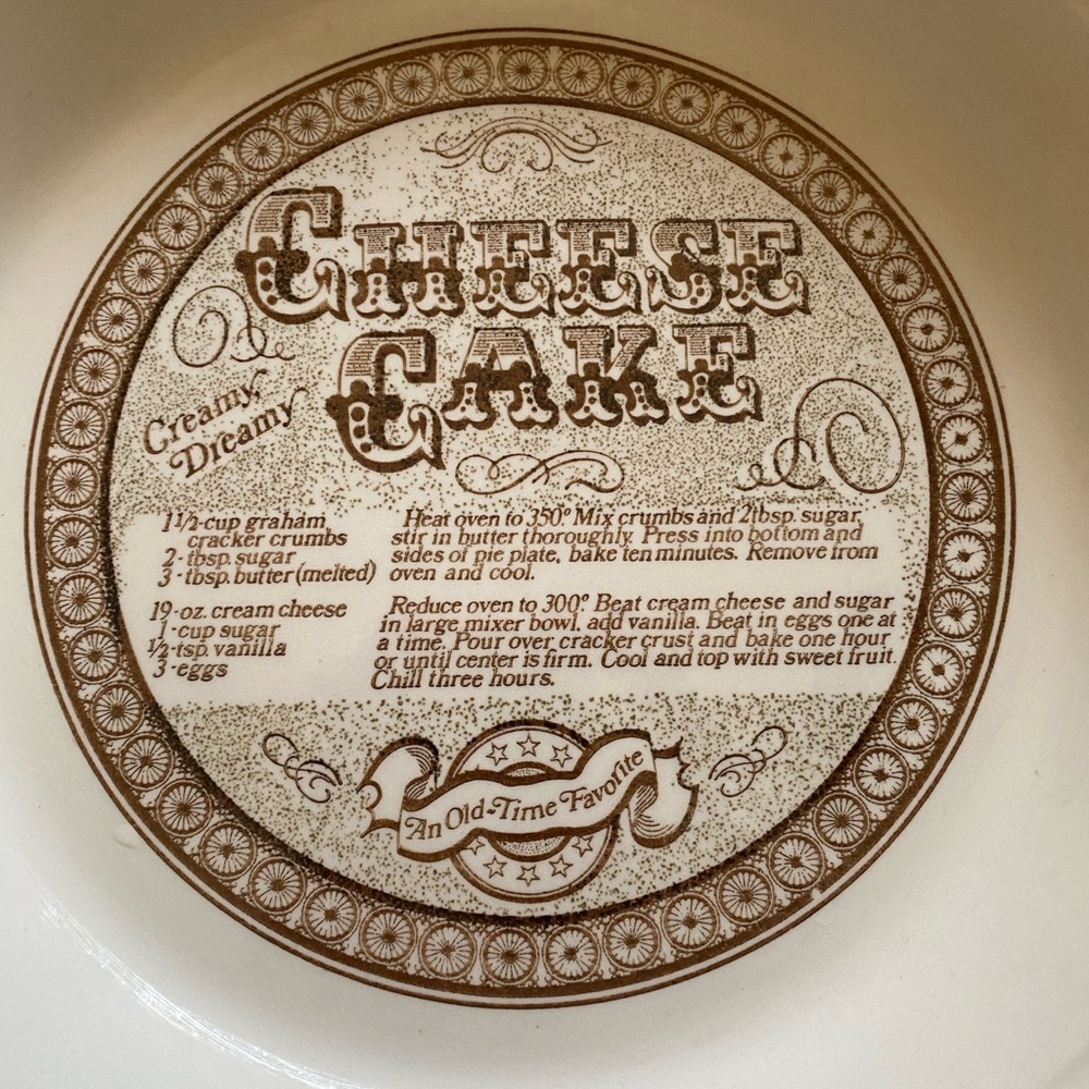 Vintage Country Harvest Pie Plates Set Cherry & Cheesecake Recipe Dishes 11” - Picture 5 of 15
